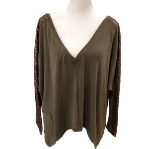 HOMMAGE from Los Angeles v-neck sweater with sequin embellished sleeves. Size S